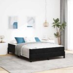 vidaXL Posteľ boxspring s matracom Čierna 140 x 200 cm Zamat