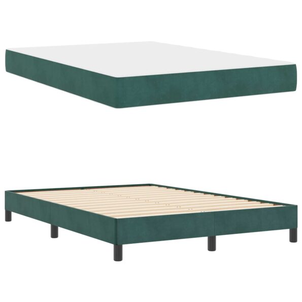 vidaXL Posteľ boxspring s matracom Tmavozelená 140 x 200 cm Zamat – Obrázok 12