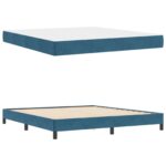 vidaXL Posteľ boxspring s matracom Tmavomodrá 180 x 200 cm Zamat – Obrázok 2