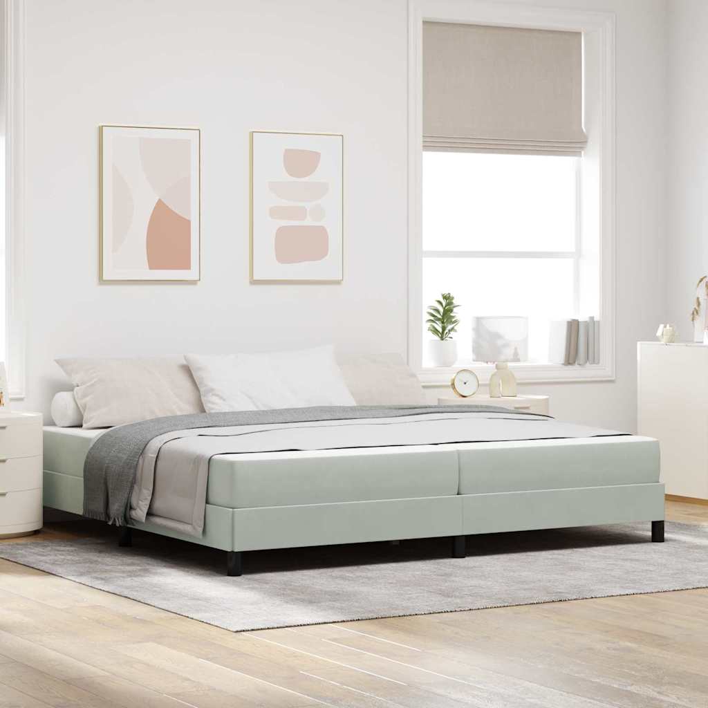 3398713_1.jpg vidaXL Posteľ boxspring s matracom Svetlosivá 200 x 200 cm Zamat – Obrázok 1