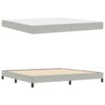 vidaXL Posteľ boxspring s matracom Svetlosivá 200 x 200 cm Zamat – Obrázok 3