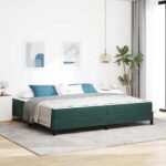 vidaXL Posteľ s pružinovým rámom Tmavozelená 200 x 200 cm látka
