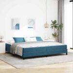 vidaXL Posteľ s pružinovým rámom Tmavomodrá 200 x 200 cm látka