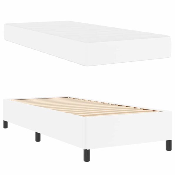 vidaXL Rám postele s matracmi Biela 90 x 190 cm látka – Obrázok 3