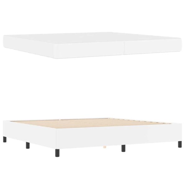 vidaXL Rám postele s matracom Biela 200 x 200 cm Umelá koža – Obrázok 3