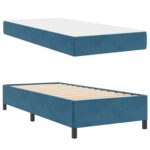 vidaXL Rám postele s matracmi Tmavomodrá 90 x 200 cm látka – Obrázok 2