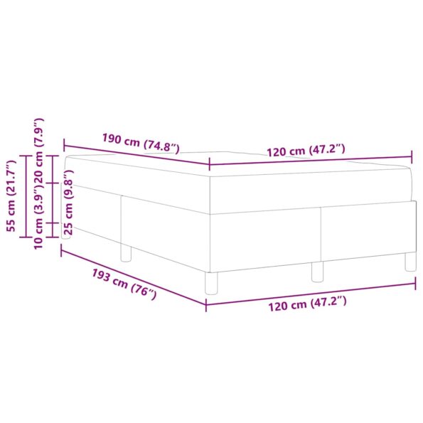 vidaXL Rám postele Iný Tmavo šedá a Biela 120 x 190 cm Zamat – Obrázok 9
