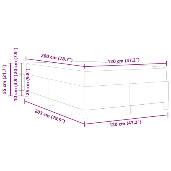 vidaXL Rám postele s matracmi Tmavomodrá 120 x 200 cm látka – Obrázok 13