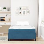 vidaXL Rám postele s matracmi Tmavomodrá 120 x 200 cm látka – Obrázok 4