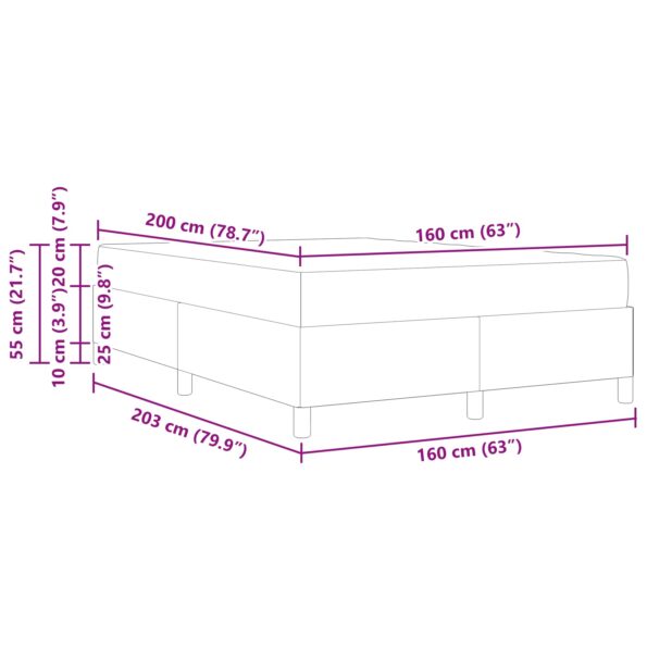 vidaXL Rám postele Iný Ružová a biela 160 x 200 cm Zamat – Obrázok 13