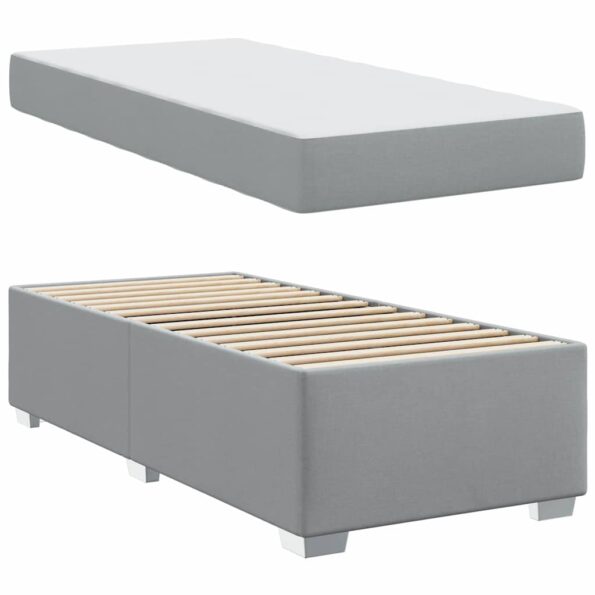 vidaXL Rám postele s matracmi Svetlosivá 90 x 200 cm látka – Obrázok 3