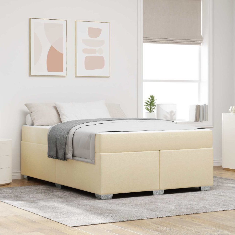3399199_1.jpg vidaXL Rám postele s matracmi Krémová 160 x 200 cm látka – Obrázok 1