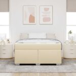 vidaXL Rám postele s matracmi Krémová 160 x 200 cm látka – Obrázok 4