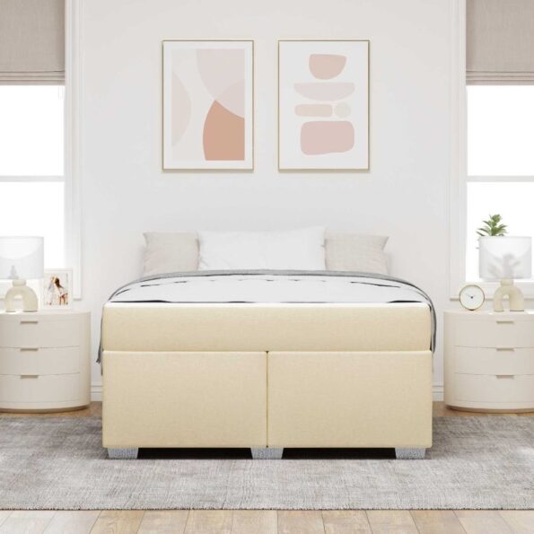 vidaXL Rám postele s matracmi Krémová 160 x 200 cm látka – Obrázok 4