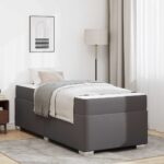 vidaXL Rám postele Iný Sivá 90 x 190 cm Umelá koža