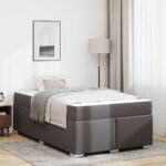 vidaXL Rám postele Iný Sivá 120 x 190 cm Umelá koža