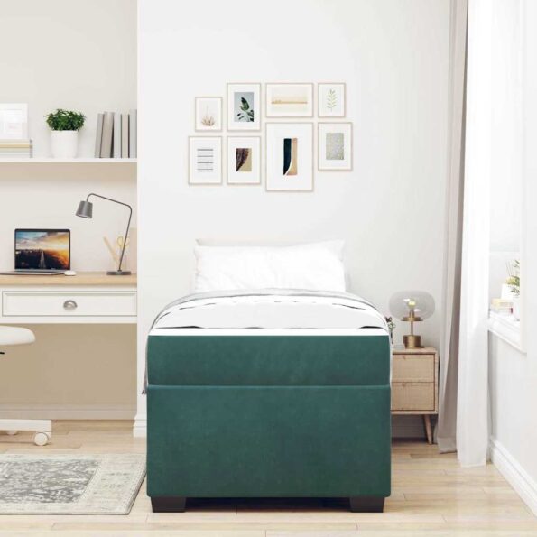 vidaXL Rám postele s matracmi Tmavozelená 80 x 200 cm látka – Obrázok 2