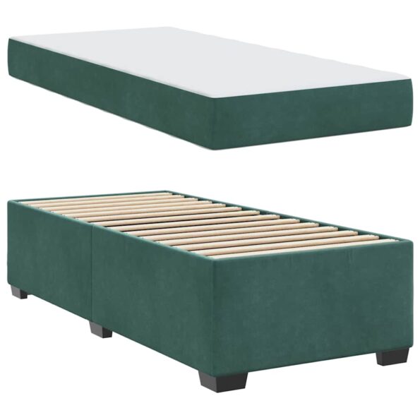vidaXL Rám postele s matracmi Tmavozelená 80 x 200 cm látka – Obrázok 3