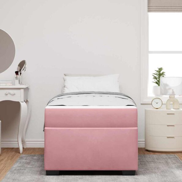 vidaXL Rám postele s matracmi Ružová 90 x 200 cm látka – Obrázok 2