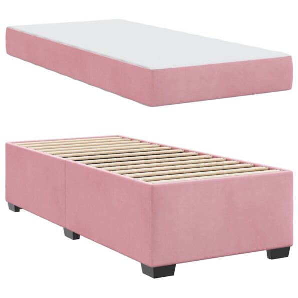 vidaXL Rám postele s matracmi Ružová 90 x 200 cm látka – Obrázok 3