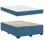 vidaXL Rám postele s matracmi Tmavomodrá 140 x 200 cm látka – Obrázok 3