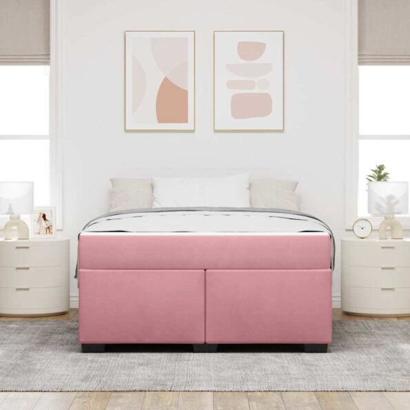 vidaXL Rám postele s matracmi Ružová 160 x 200 cm látka – Obrázok 2