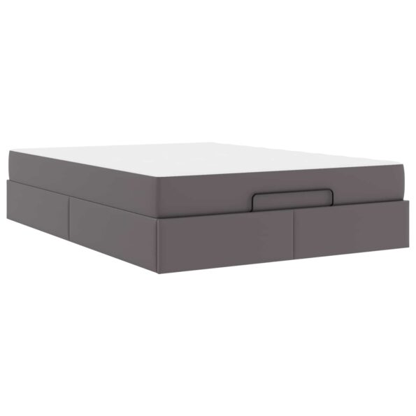 vidaXL Rám postele s matracom Iný Sivá 140 x 200 cm Umelá koža – Obrázok 2