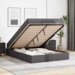 vidaXL Rám postele s matracom Iný Sivá 140 x 200 cm Umelá koža – Obrázok 4