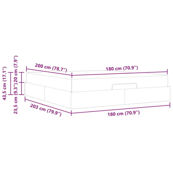 vidaXL Rám postele Iný s úložiskom Čierna 180 x 200 cm látka – Obrázok 13