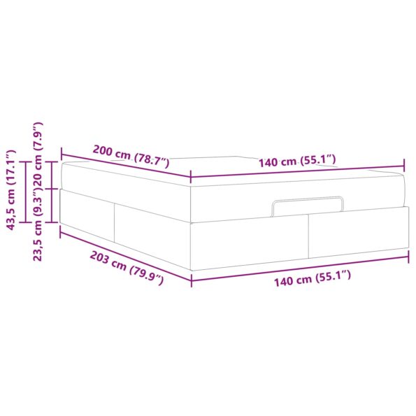 vidaXL Rám postele s úložiskom Čierna 140 x 200 cm Zamat – Obrázok 13