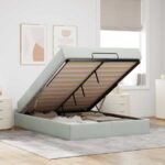 vidaXL Rám postele Iný Svetlosivá 160 x 200 cm Zamat – Obrázok 4