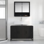 vidaXL Sada kúpeľňového nábytku 2 pcs Čierny dub Kompozitné drevo – Obrázok 4