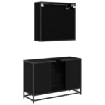 vidaXL Sada kúpeľňového nábytku 2 pcs Čierny dub Kompozitné drevo – Obrázok 9