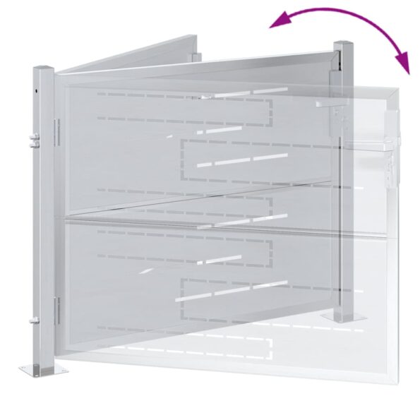 vidaXL Záhradná brána so zámkom Strieborná 100 x 75 cm Nerezová oceľ – Obrázok 10