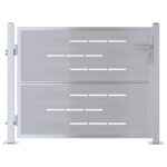 vidaXL Záhradná brána so zámkom Strieborná 100 x 75 cm Nerezová oceľ – Obrázok 2