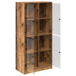 vidaXL Highboard Staré drevo 68 x 37 x 142 cm Kompozitné drevo – Obrázok 5