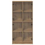 vidaXL Highboard Remeselný dub 68 x 37 x 142 cm Kompozitné drevo – Obrázok 6