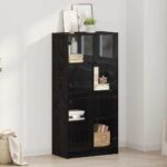 vidaXL Highboard Čierny dub 68 x 37 x 142 cm Kompozitné drevo