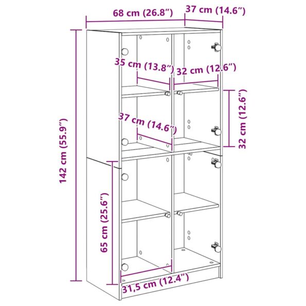 vidaXL Highboard Čierny dub 68 x 37 x 142 cm Kompozitné drevo – Obrázok 12