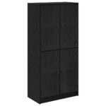 vidaXL Highboard Čierny dub 68 x 37 x 142 cm Kompozitné drevo – Obrázok 2