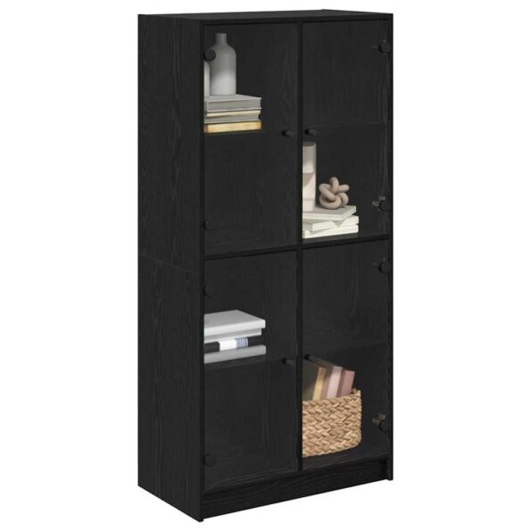 vidaXL Highboard Čierny dub 68 x 37 x 142 cm Kompozitné drevo – Obrázok 3