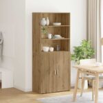 vidaXL Highboard Remeselný dub 80 x 42,5 x 185 cm Kompozitné drevo – Obrázok 4
