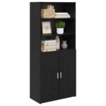 vidaXL Highboard Čierny dub 80 x 42,5 x 185 cm Kompozitné drevo – Obrázok 3