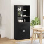 vidaXL Highboard Čierny dub 80 x 42,5 x 185 cm Kompozitné drevo – Obrázok 4