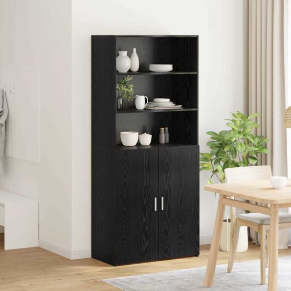 vidaXL Highboard Čierny dub 80 x 42,5 x 185 cm Kompozitné drevo – Obrázok 4