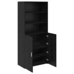 vidaXL Highboard Čierny dub 80 x 42,5 x 185 cm Kompozitné drevo – Obrázok 5