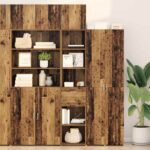vidaXL Highboard Staré drevo 40 x 42,5 x 185 cm Kompozitné drevo