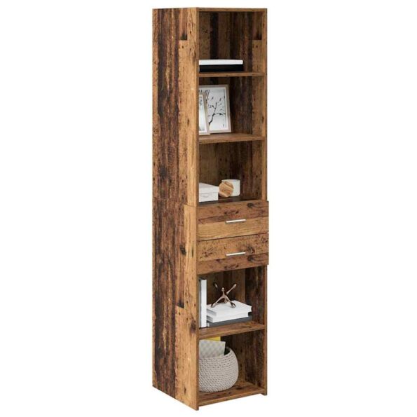 vidaXL Highboard Staré drevo 40 x 42,5 x 185 cm Kompozitné drevo – Obrázok 3