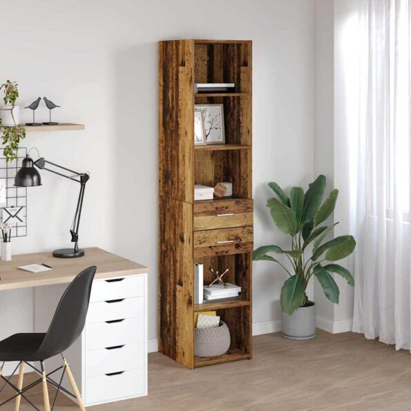 vidaXL Highboard Staré drevo 40 x 42,5 x 185 cm Kompozitné drevo – Obrázok 4