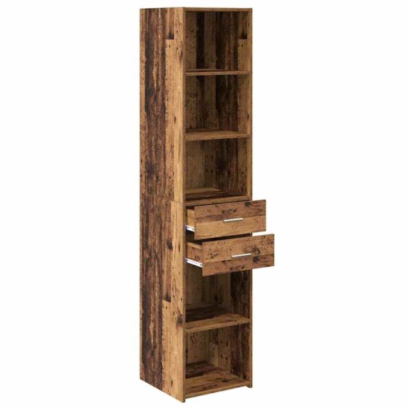 vidaXL Highboard Staré drevo 40 x 42,5 x 185 cm Kompozitné drevo – Obrázok 5